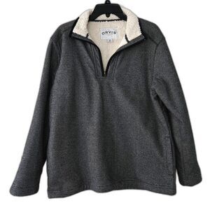 ORVIS Men's Pullover Fleece Lined Jacket 1/4 Zip Pockets Medium